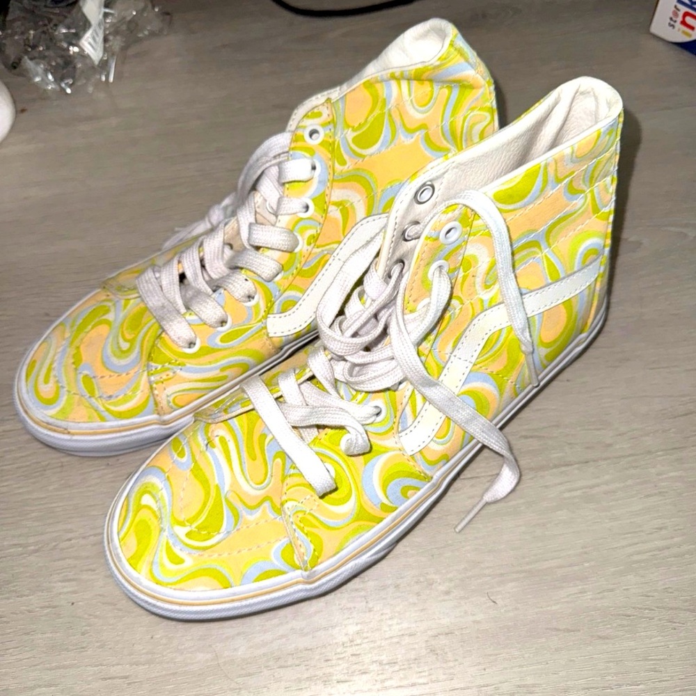Yellow and White High-Top Sneakers